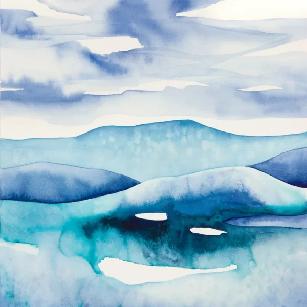 akvarel - abstrakce ledové krajiny