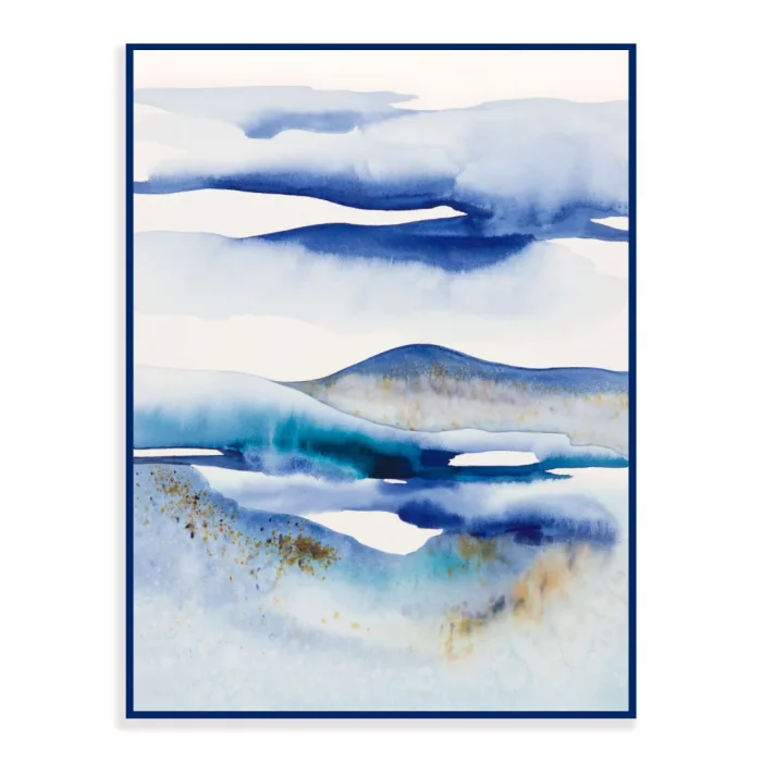 akvarelová malba Abstraktní krajina 1 - modrý rámeček