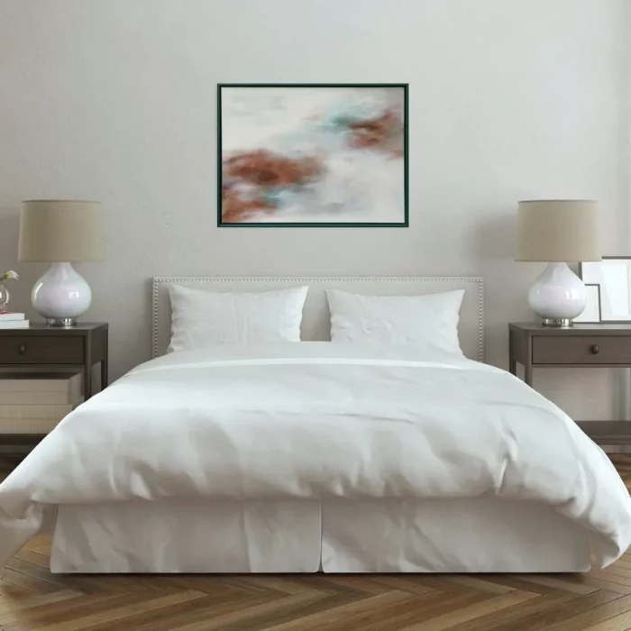abstraktní obraz nad postelí v ložnici