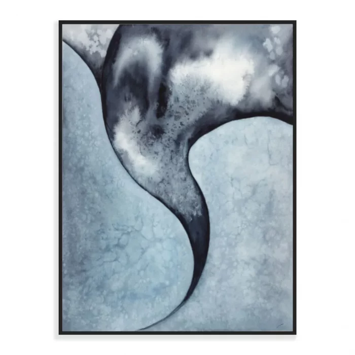 Abstraktní akvarel v kovovém rámečku ze série Frost.