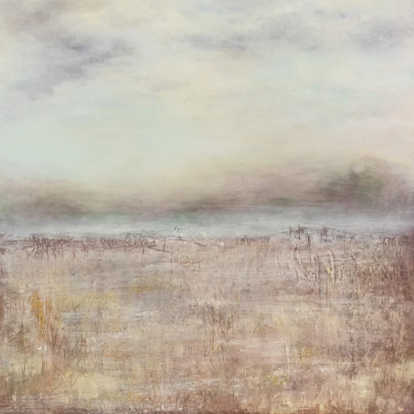 Detail abstrakce - mlha nad podzimním polem.