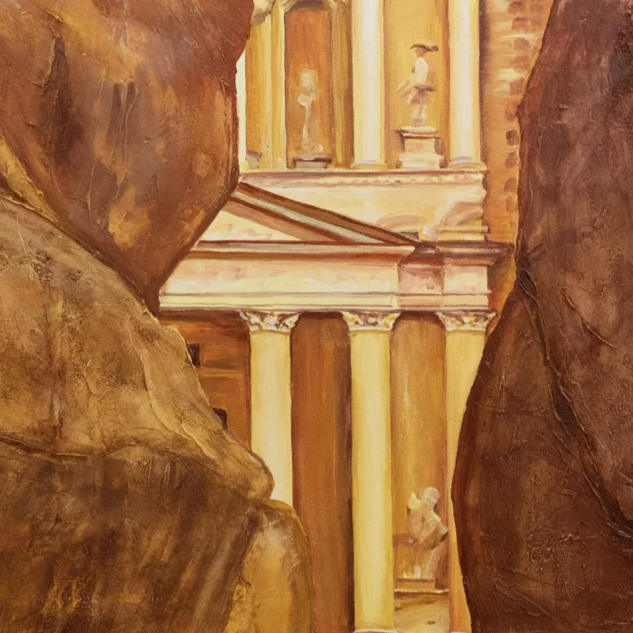 detail obrazu - skalní město v Jordánsku